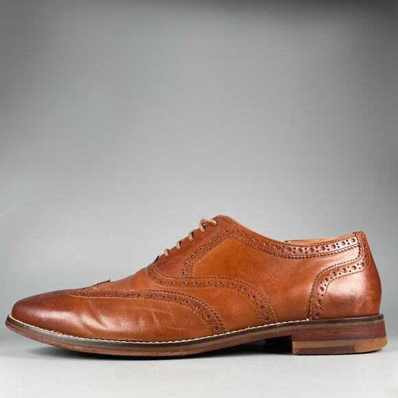 Cole Haan Cambridge Men 11 M British Tan Leather Wingtip Oxford Dress Shoes EUC main image 7